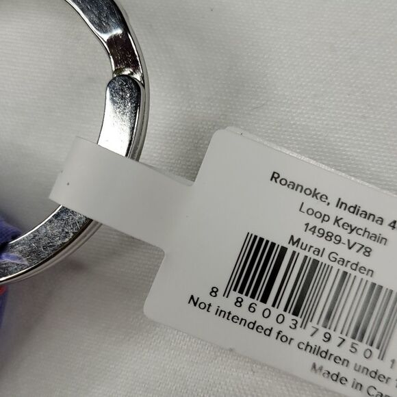 NEW VERA BRADLEY Mural Garden purple red loop snap key ring Keychain NWT - Picture 3 of 4